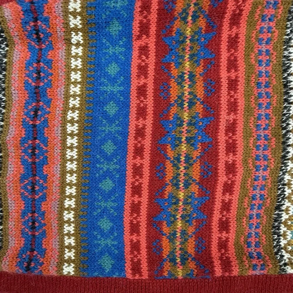 Noonday Collection Alpaca Blend Made in Peru Fair Isle Infinity Scarf Rainbow